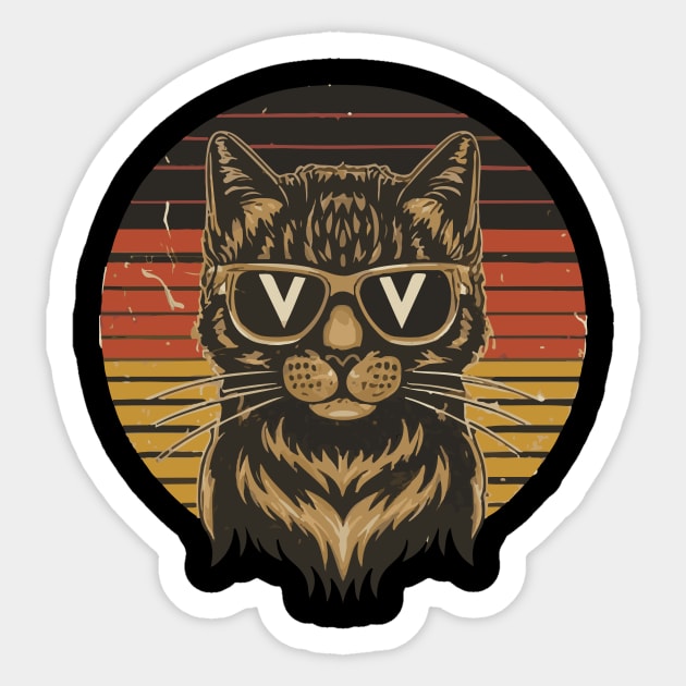 Cute cat wearing glasses Sticker by Diwa